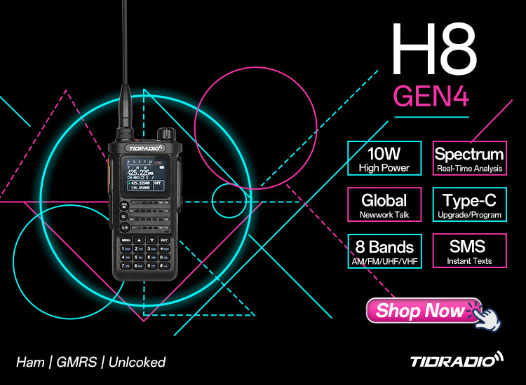 TIDRADIO 4th Gen TD-H8 Plus Ham Radio Handheld, Bluetooth-Headphone-connectable, Web Upgrade, APP PC Wireless Programming, AM FM NOAA Long Range Walkie Talkies NOAA Weather Two-Way Radio for Survival Gear 