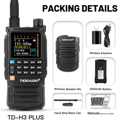 TIDRADIO 5W TD-H3 Plus Ham GMRS Unlocked Global Repeater Bluetooth Air Band Long Range SMS Multi-Language Spectrum   Portable Radio with Upgradable firmware