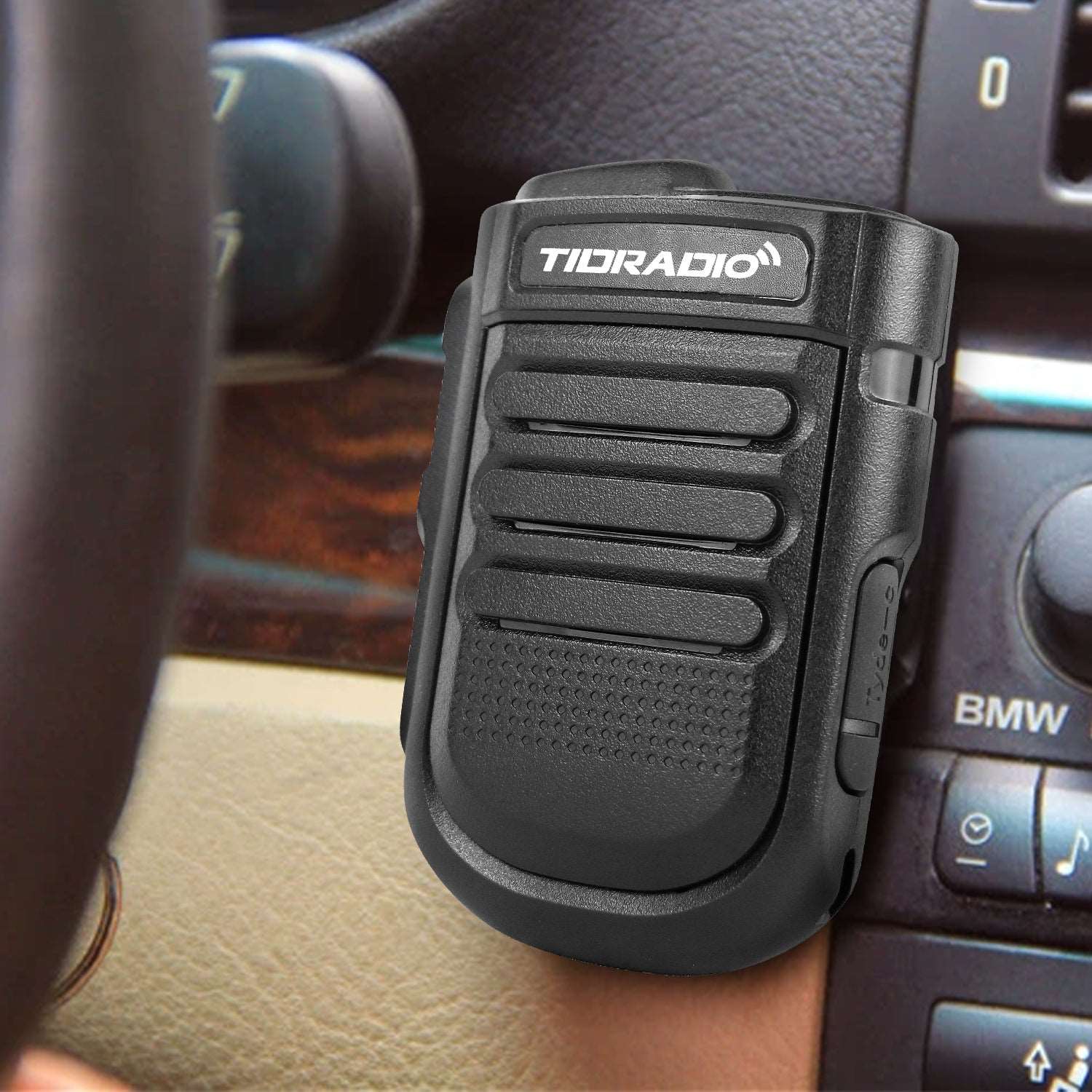 TIDRADIO Bluetooth Hands-Free Car Speakerphone & PoC Radio Mic for Mobile Phone & H3-PLUS – In-Car & Outdoor Wireless PTT Microphone Kit with Noise-Cancelling, Windscreen & Helmet Mount, Rugged Bluetooth Speaker Mic, Multi-Device Connectivity, and Cycling Handsfree