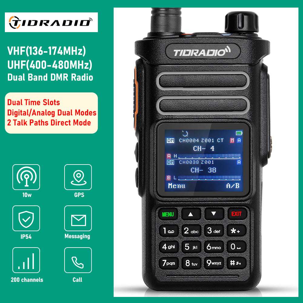 TIDRADIO TD-DP738 10W ANALOG DMR 2 WAY RADIO WALKIE-TALKIE