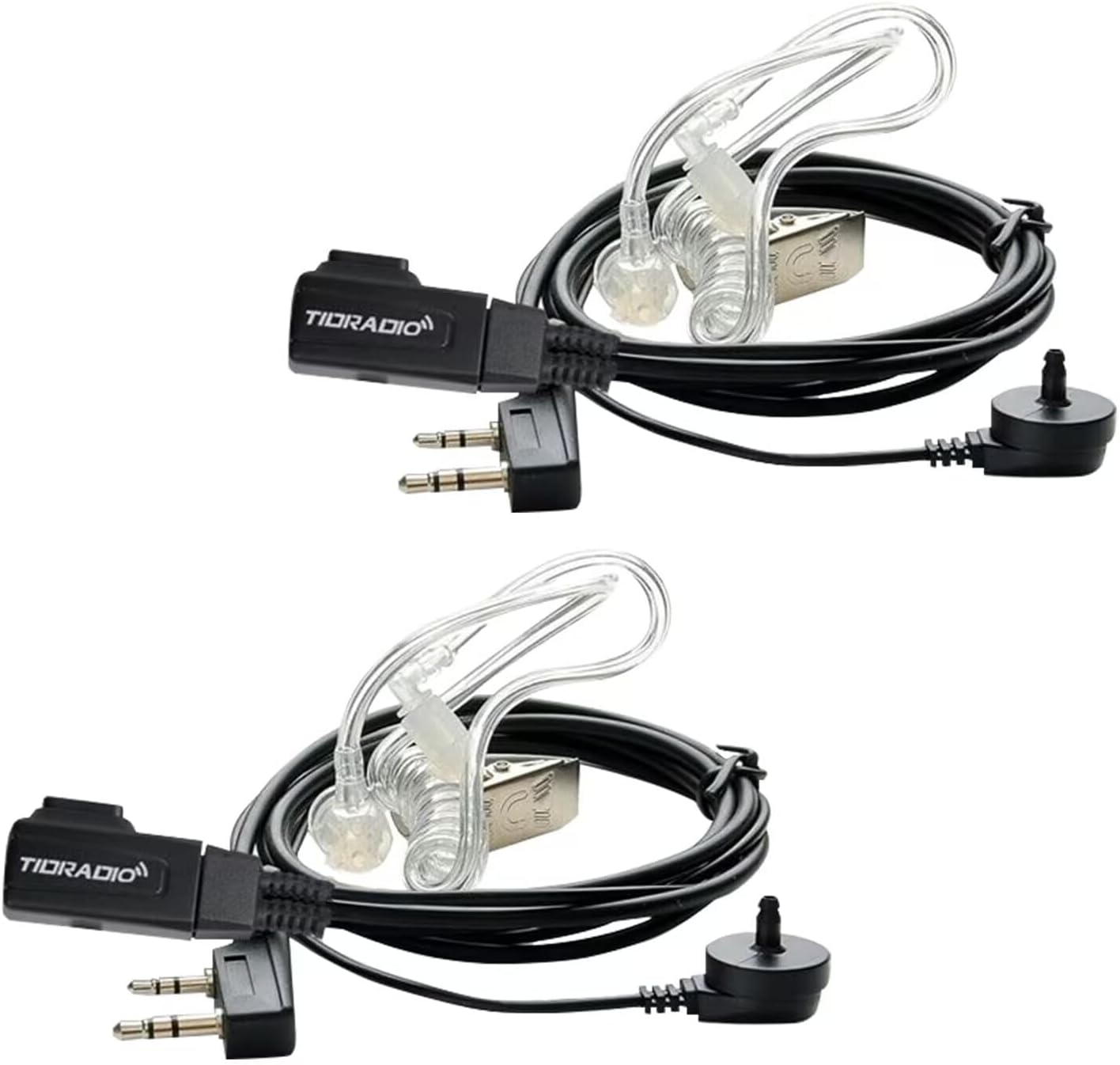 TIDRADIO Walkie Talkie Earpiece with Mic (Includes Earmolds and Ear Buds) 2 Pin Acoustic Tube Headset TD-M8s TD-V2 Retevis H-777 RT21 RT22 RT68 Baofeng UV-5R BF-888S 2 Way Radio
