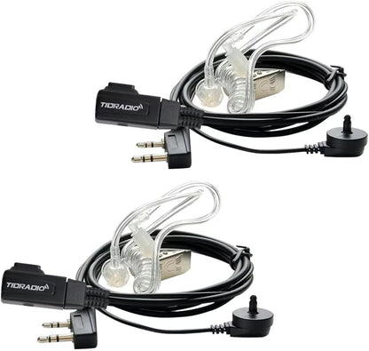 TIDRADIO Walkie Talkie Earpiece with Mic (Includes Earmolds and Ear Buds) 2 Pin Acoustic Tube Headset TD-M8s TD-V2 Retevis H-777 RT21 RT22 RT68 Baofeng UV-5R BF-888S 2 Way Radio