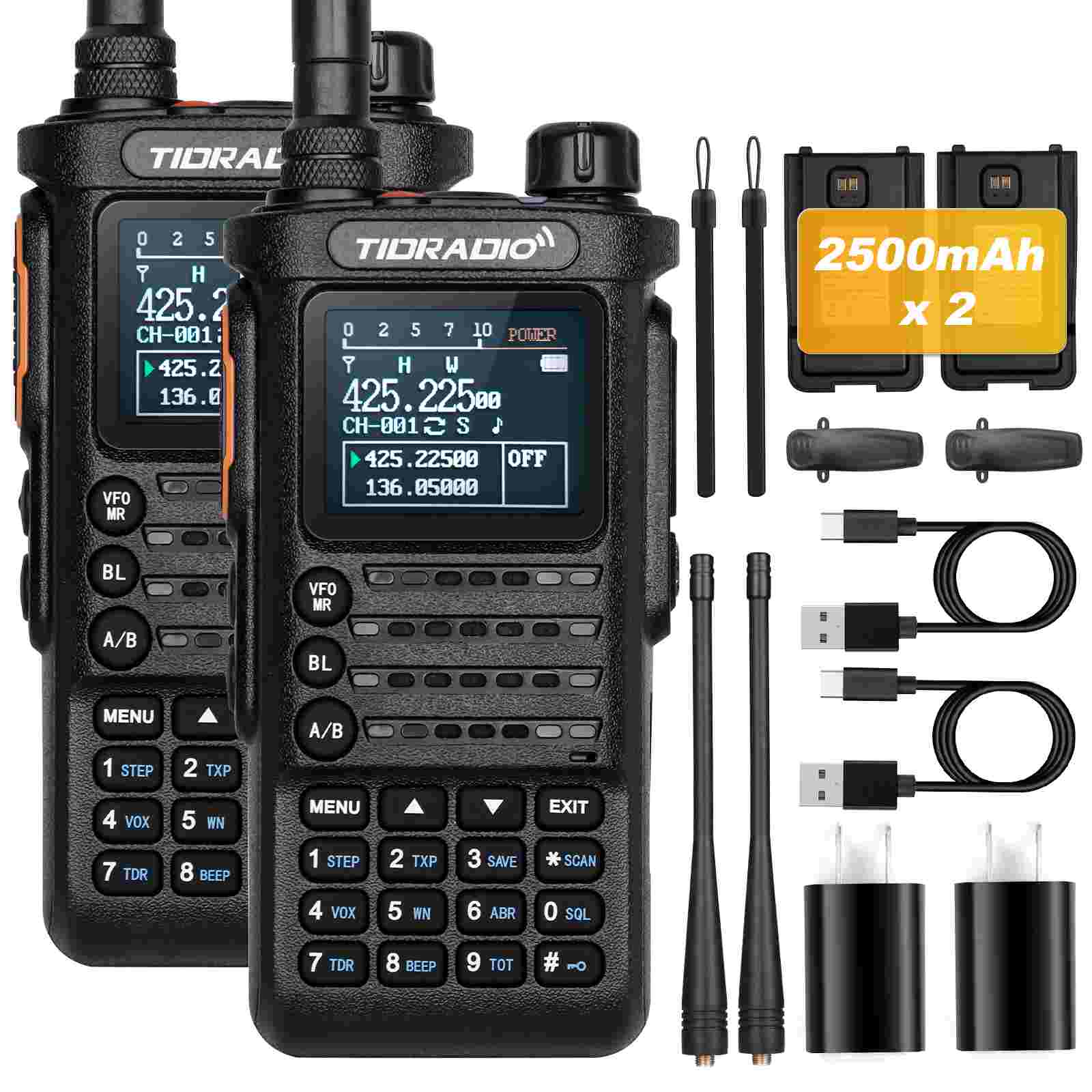 TIDRADIO Gen2 TD-H8 10W Unlocked GMRS Ham 2 WAY Radio Handheld, APP Wireless Programming, NOAA Weather Long Range Walkie Talkies 2500mAh Battery, Portable Two-Way Radios with Programming Cable& Speaker Mic-2pack