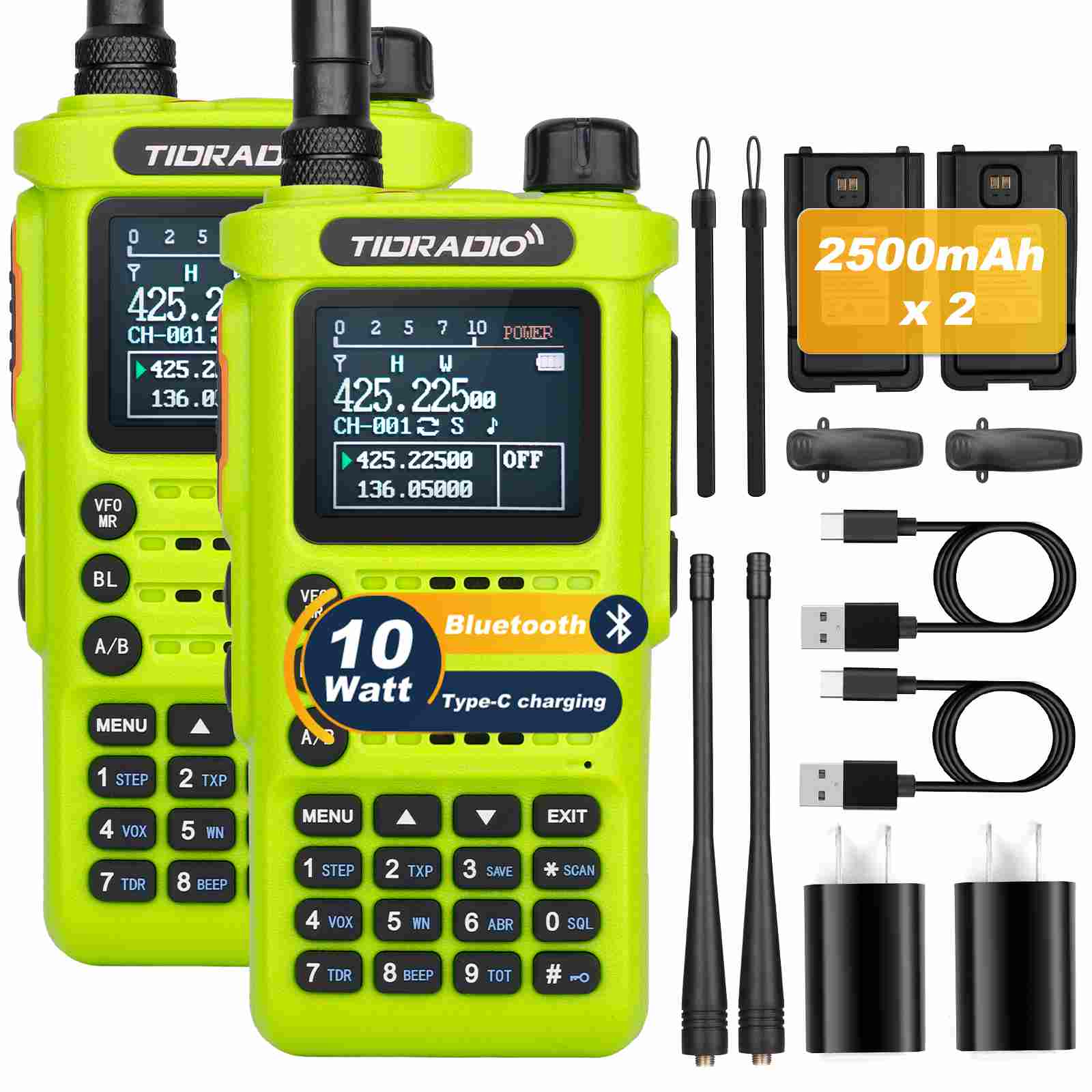 TIDRADIO Gen2 TD-H8 10W Unlocked GMRS Ham 2 WAY Radio Handheld, APP Wireless Programming, NOAA Weather Long Range Walkie Talkies 2500mAh Battery, Portable Two-Way Radios with Programming Cable& Speaker Mic-2pack