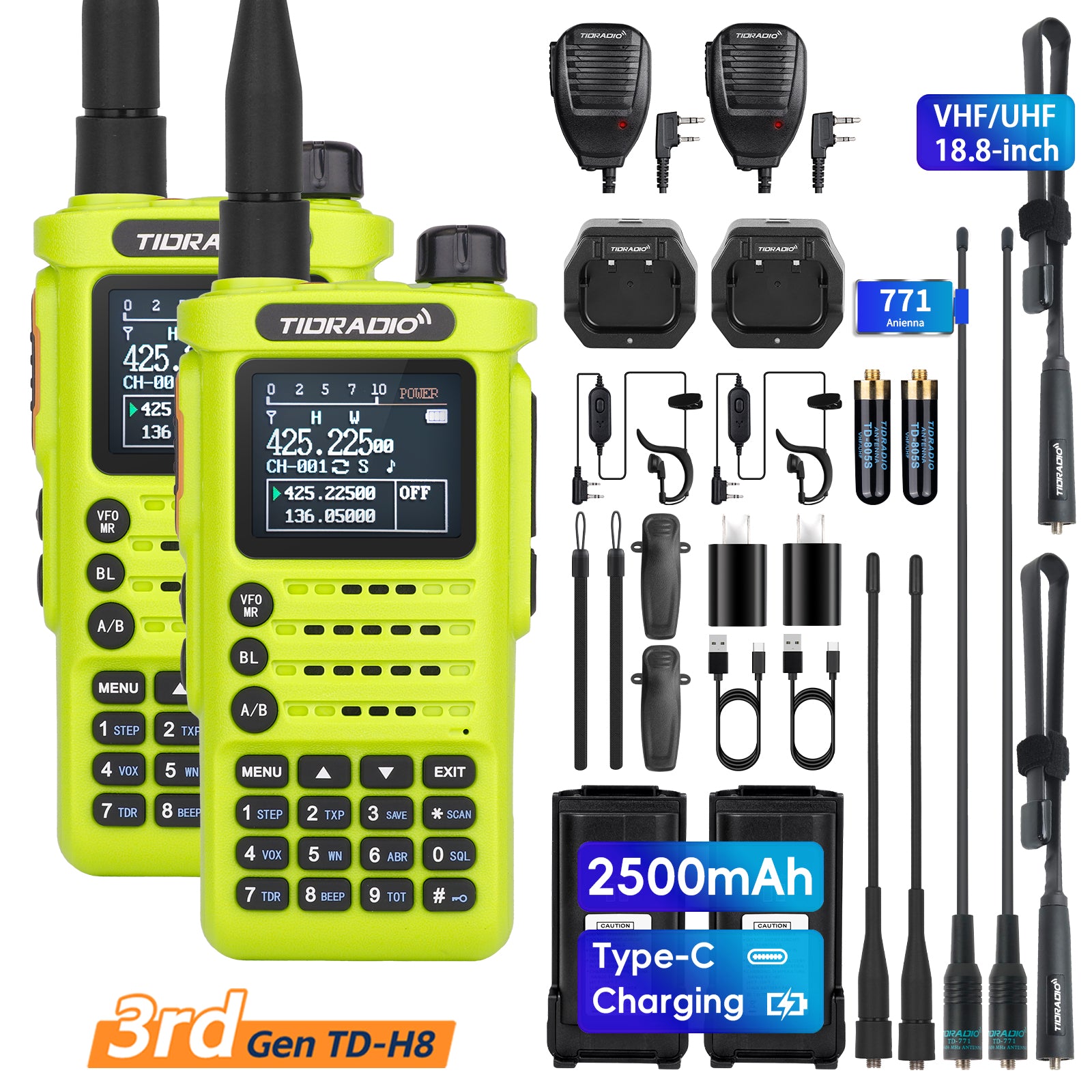 TIDRADIO 3rd Gen TD-H8 10W Ham GMRS Handheld Radio 8-Band – Tidradio