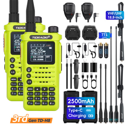 TIDRADIO Gen 3rd TD H8 10w Ham GMRS Unlocked Radio 8-Band uhf vhf Two Way Radio with AirBand,  USB-C Charging,2500mAh Battery, FM AM One Key Frequency Match, DTMF  NOAA VOX SCAN  ,Walkie Talkie