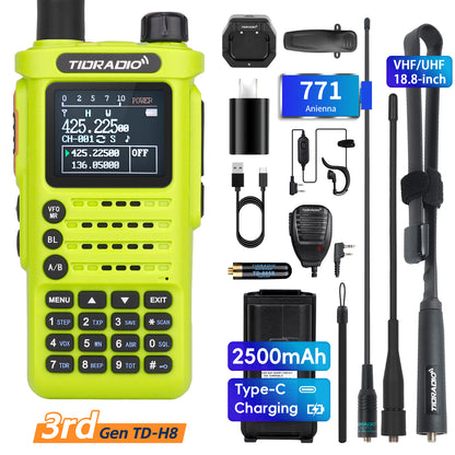 TIDRADIO Gen 3rd TD H8 10w Ham GMRS Unlocked Radio 8-Band uhf vhf Two Way Radio with AirBand,  USB-C Charging,2500mAh Battery, FM AM One Key Frequency Match, DTMF  NOAA VOX SCAN  ,Walkie Talkies