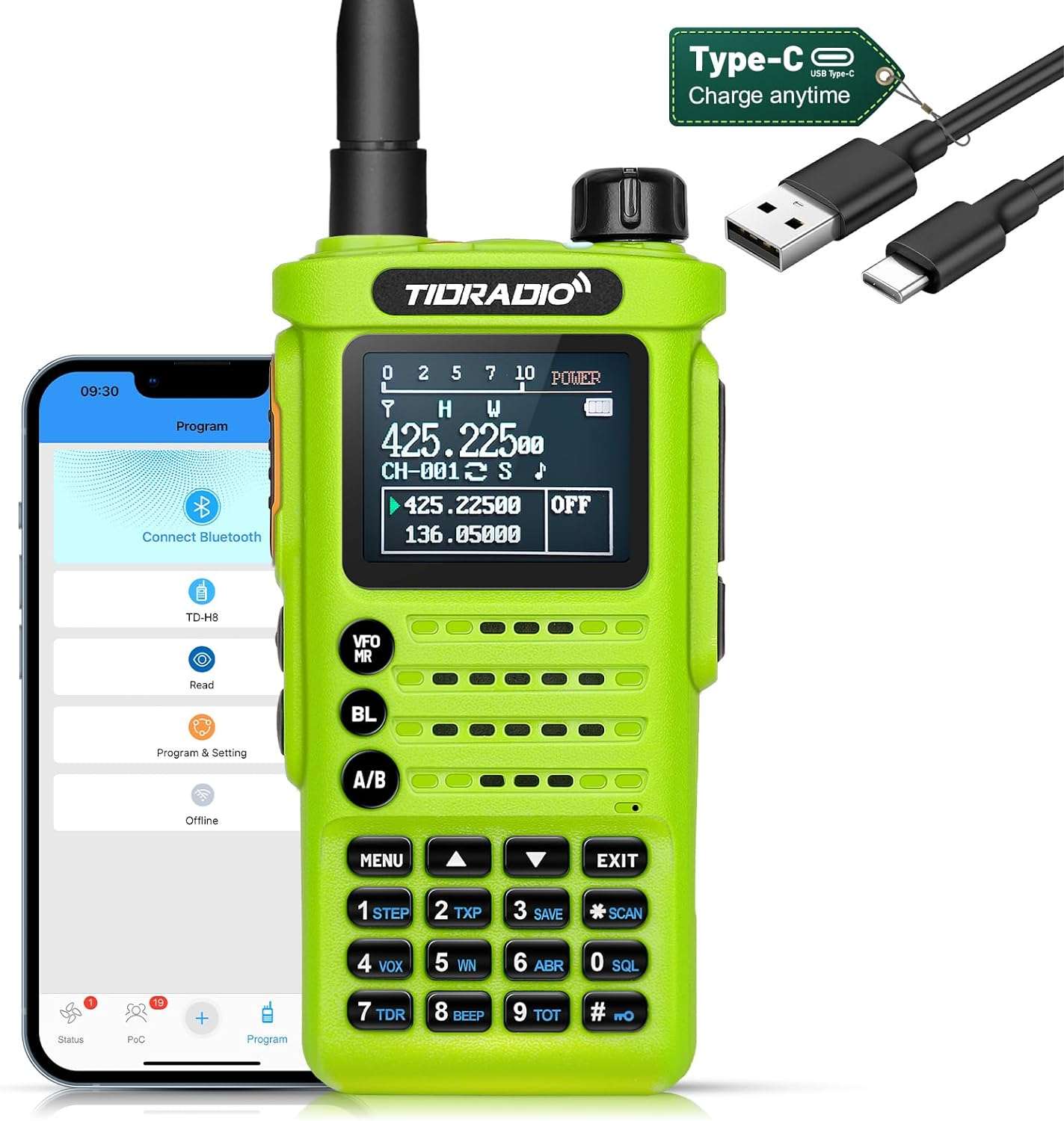 TIDRADIO H8 10W Dual Band Ham Radio – Portable VHF/UHF Amateur Transceiver with C4FM Digital & Analog FM, DMR & D-STAR Support, APRS GPS, Repeater Access, Dual Watch, Voice-Activated VOX, CTCSS/DCS Privacy Codes, Programmable Memory Channels, High-Capacity Battery, USB-C Fast Charge, Rugged IP67 Design for Emergency Communications, Field Operations, DXing, Ham Radio Beginners & Contesting, Mobile Mount & Remote Control Ready