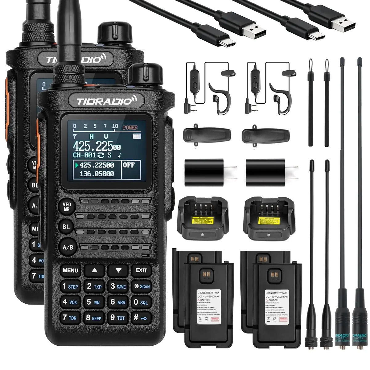 TIDRADIO H8 Plus Ham GMRS Unlocked Radio Handheld, Bluetooth-Headphone-connectable, AM, FM, UHF, VHF, NOAA, SMS