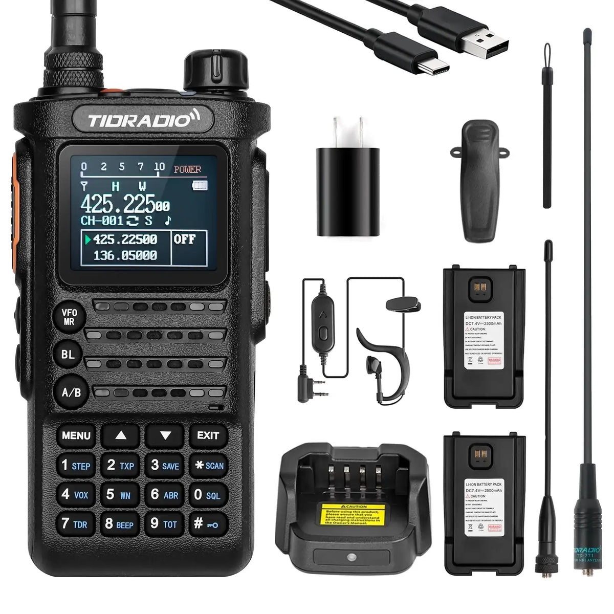 TIDRADIO H8 Plus Ham GMRS Unlocked Radio Handheld, Bluetooth-Headphone-connectable, AM, FM, UHF, VHF, NOAA, SMS