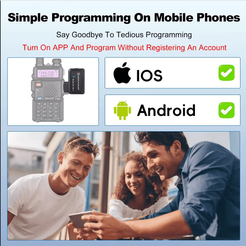 TIDRADIO Ham Radio Wireless Programmer Adapter APP and PC Program for Baofeng UV-5R and Multiple Models No Driver Issues Instead of Program Cable