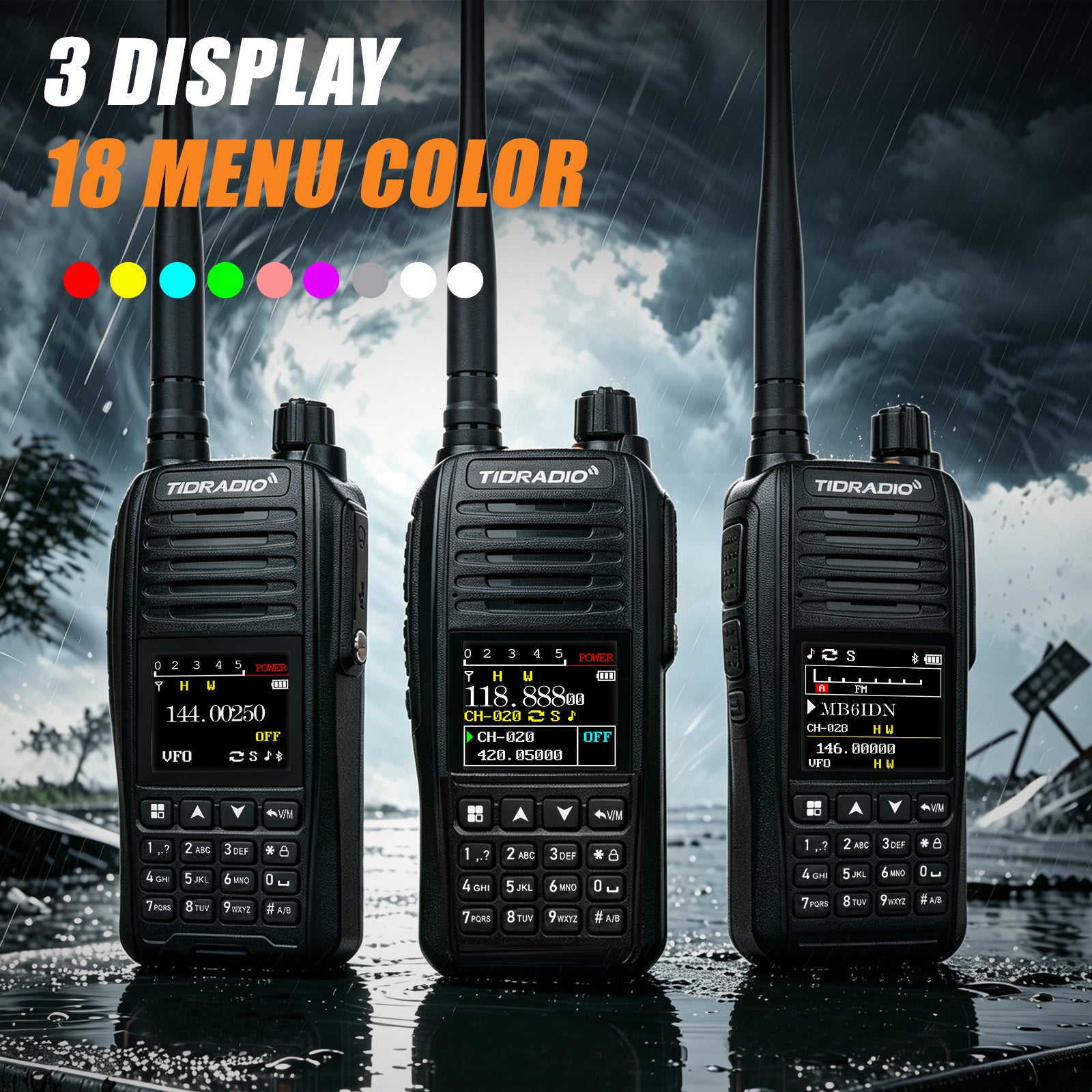TIDRADIO TD-638 10W IP67 Waterproof Long Range Ham Radio GPS APRS Bluetooth APP Programming UHF VHF GMRS Walkie Talkie