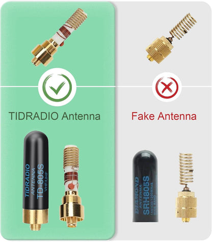 TIDRADIO TD-805S Short Antenna (2 Pack, 1.96inch, Enhanced Version) VHF/UHF Walkie Talkie Antenna 144/430Mhz Ham Radio Antenna for BaoFeng 5RM, K5Plus, UV-21R, UV-5R, TD-H8, TD-H3 Ham Radios, SMA-F