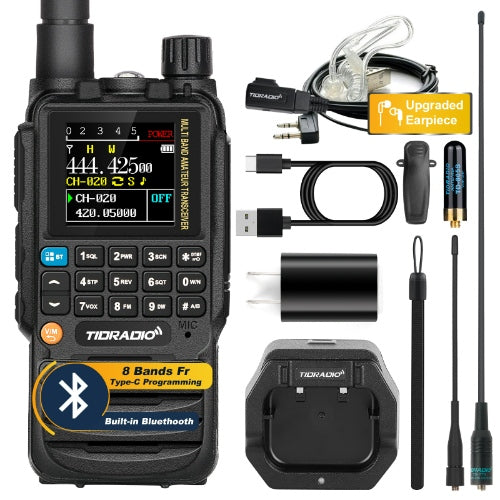 TIDRADIO TD-H3 Analog Ham & GMRS Dual Band Handheld Transceiver – VHF/UHF Long Range Portable Two-Way Amateur Radio for Preppers, Hikers & Outdoor Survival, Programmable Multi-Band Walkie Talkie with NOAA Weather Scanner, FM/AM, DTMF, Channel Scan, FCC Licensed Emergency Communication Kit (Type-C Fast Charge, Wireless Programming