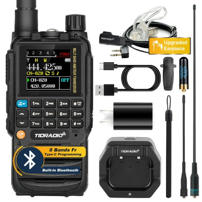 TIDRADIO TD-H3 Analog Ham & GMRS Dual Band Handheld Transceiver – VHF/UHF Long Range Portable Two-Way Amateur Radio for Preppers, Hikers & Outdoor Survival, Programmable Multi-Band Walkie Talkie with NOAA Weather Scanner, FM/AM, DTMF, Channel Scan, FCC Licensed Emergency Communication Kit (Type-C Fast Charge, Wireless Programming