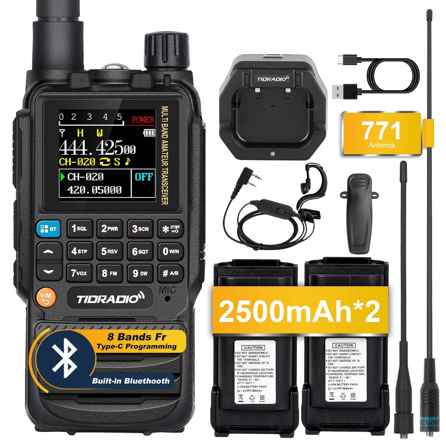 TIDRADIO TD-H3 Analog Ham & GMRS Unlocked Dual Band Handheld Transceiver – VHF/UHF Long Range Portable Two-Way Amateur Radio for Preppers, Hikers & Outdoor Survival, Programmable Multi-Band Walkie Talkie with NOAA Weather Scanner, FM/AM, DTMF, Channel Scan, FCC Licensed Emergency Communication Kit (Type-C Fast Charge, Wireless Programming(support open source)