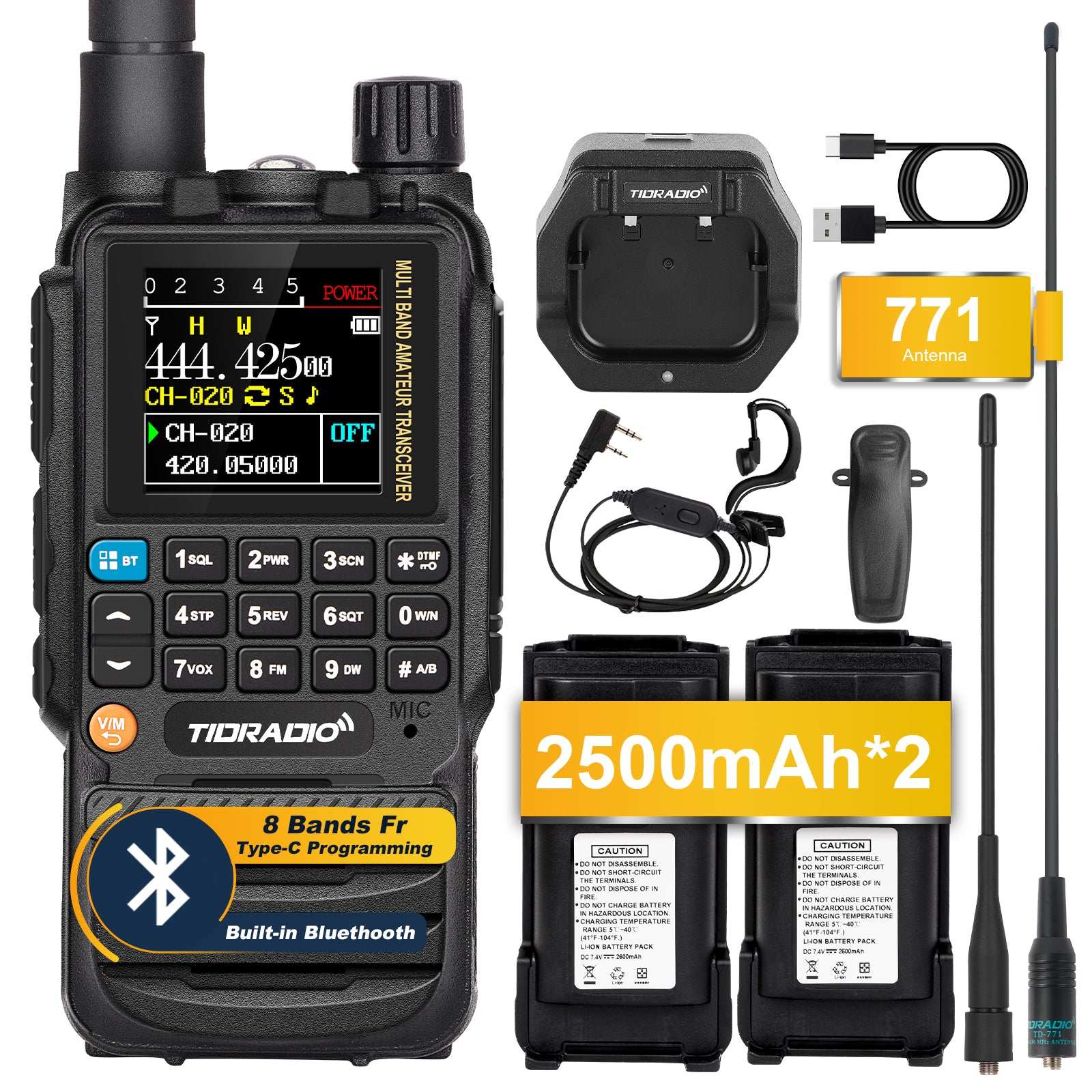 TIDRADIO TD-H3 Analog Ham & GMRS Unlocked Dual Band Handheld Transceiver – VHF/UHF Long Range Portable Two-Way Amateur Radio for Preppers, Hikers & Outdoor Survival, Programmable Multi-Band Walkie Talkie with NOAA Weather Scanner, FM/AM, DTMF, Channel Scan, FCC Licensed Emergency Communication Kit (Type-C Fast Charge, Wireless Programming(support open source)