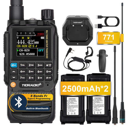 TIDRADIO TD-H3 Analog Ham & GMRS Unlocked Dual Band Handheld Transceiver – VHF/UHF Long Range Portable Two-Way Amateur Radio for Preppers, Hikers & Outdoor Survival, Programmable Multi-Band Walkie Talkie with NOAA Weather Scanner, FM/AM, DTMF, Channel Scan, FCC Licensed Emergency Communication Kit (Type-C Fast Charge, Wireless Programming(support open source)