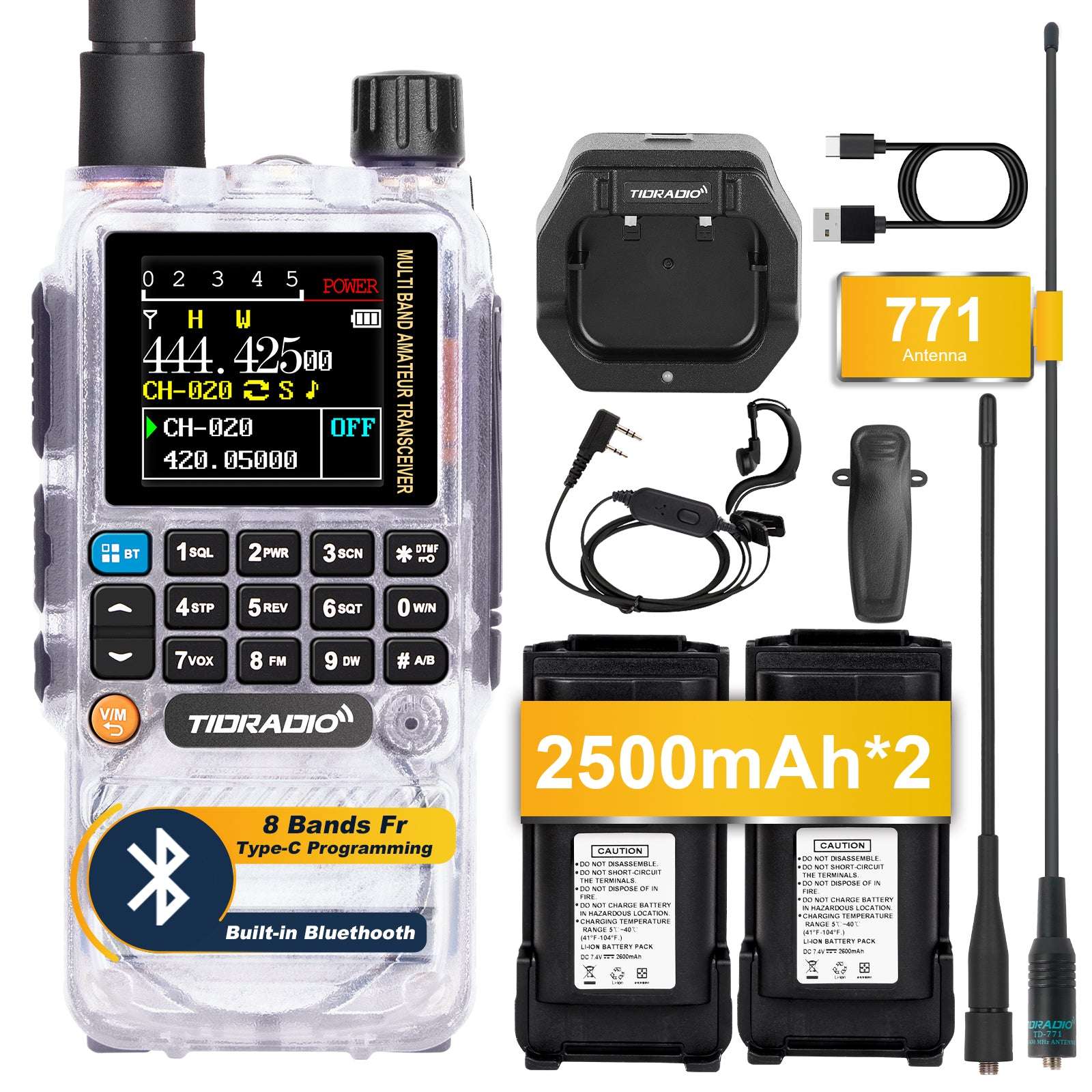 TIDRADIO TD-H3 Analog Ham & GMRS Unlocked Dual Band Handheld Transceiver – VHF/UHF Long Range Portable Two-Way Amateur Radio for Preppers, Hikers & Outdoor Survival, Programmable Multi-Band Walkie Talkie with NOAA Weather Scanner, FM/AM, DTMF, Channel Scan, FCC Licensed Emergency Communication Kit (Type-C Fast Charge, Wireless Programming(support open source)