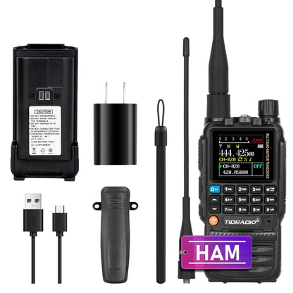 TIDRADIO TD-H3 Analog Ham & GMRS Unlocked Dual Band Handheld Transceiver – VHF/UHF Long Range Portable Two-Way Amateur Radio for Preppers, Hikers & Outdoor Survival, Programmable Multi-Band Walkie Talkie with NOAA Weather Scanner, FM/AM, DTMF, Channel Scan, FCC Licensed Emergency Communication Kit (Type-C Fast Charge, Wireless Programming