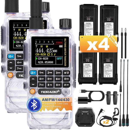 TIDRADIO TD-H3 Handheld Analog Ham Radio | Long Range Dual Band GMRS Amateur Two-Way Radio with Type-C, NOAA, DTMF, FM/AM – FCC Licensed Emergency Communication Kit with 4 Batteries