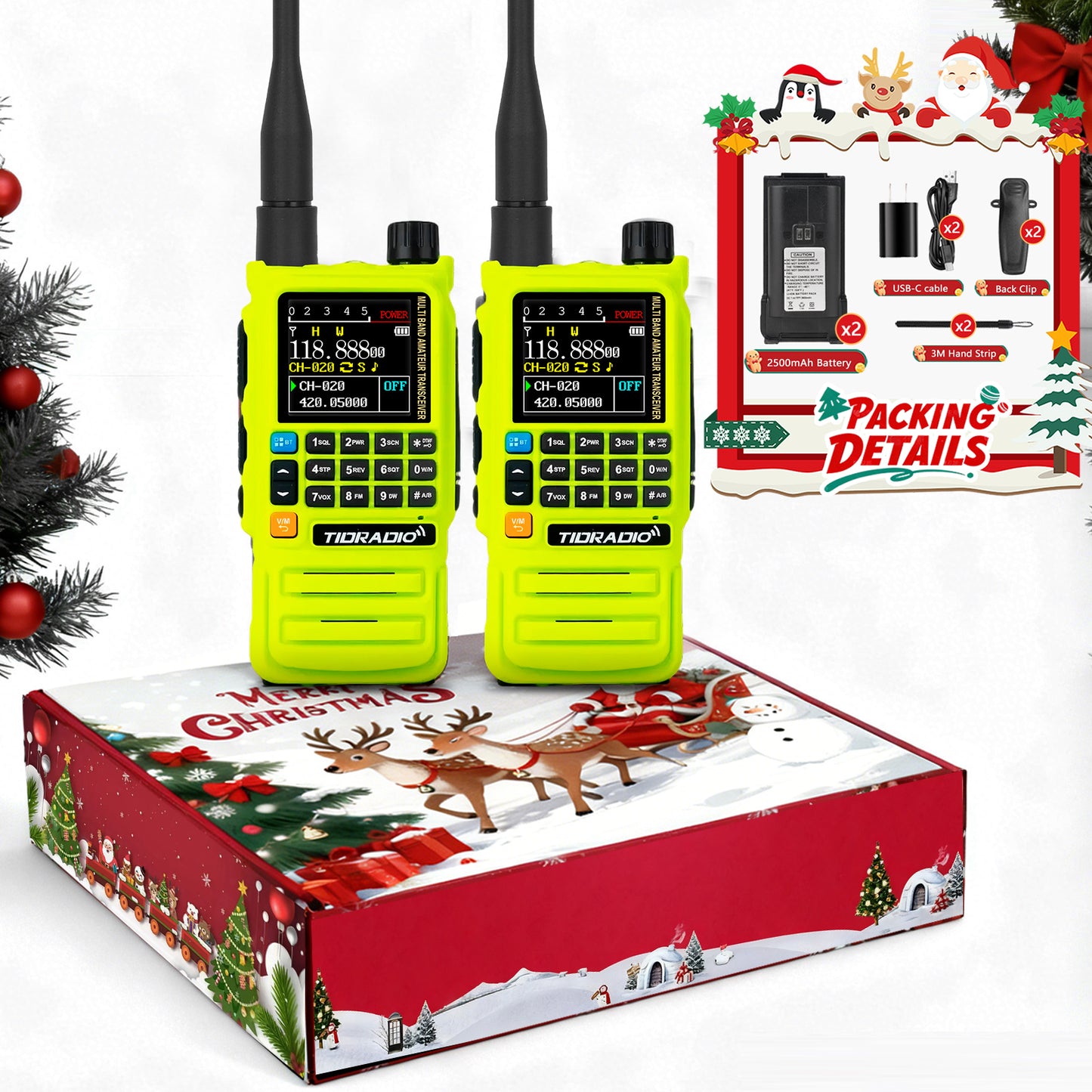 TIDRADIO TD-H3 Plus 5W High Power Ham GMRS Unlocked Receiver Global Repeater Bluetooth Air Band Long Range Wireless Programming AM FM airband  Wireless  Portable Radio with  Chrimstmas gift box