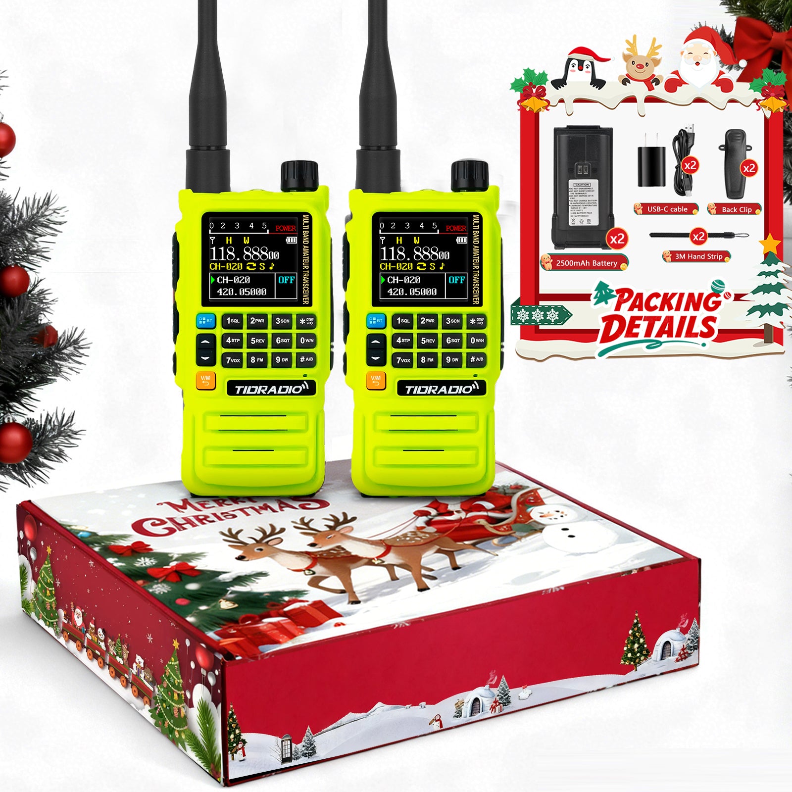 TIDRADIO TD-H3 Plus 5W High Power Ham GMRS Unlocked Receiver Global Repeater Bluetooth Air Band Long Range Wireless Programming AM FM airband  Wireless  Portable Radio with  Chrimstmas gift box