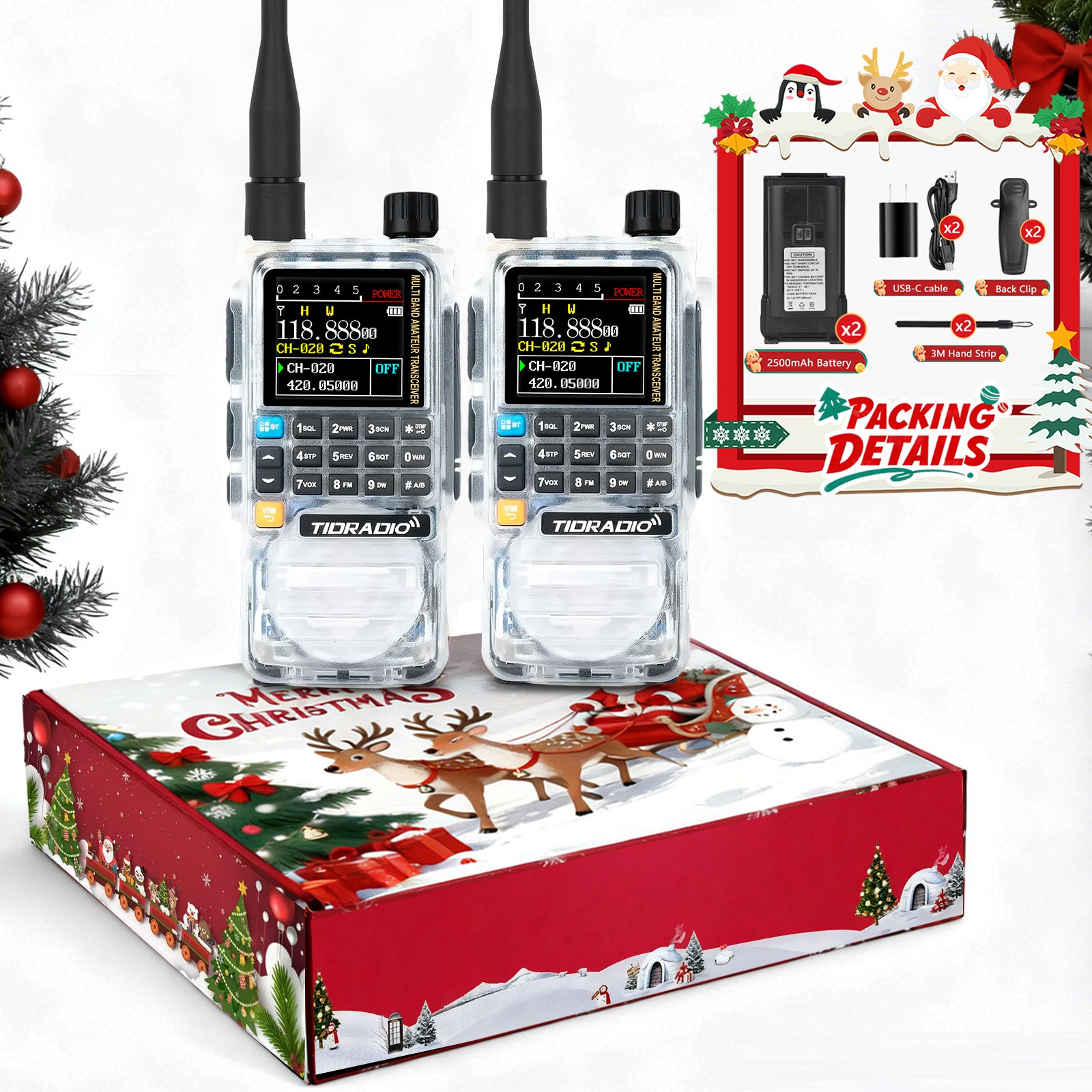 TIDRADIO TD-H3 Plus 5W High Power Ham GMRS Unlocked Receiver Global Repeater Bluetooth Air Band Long Range Wireless Programming AM FM airband  Wireless  Portable Radio with  Chrimstmas gift box