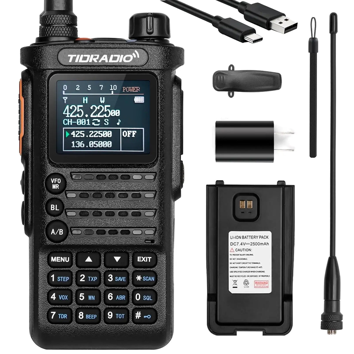 TIDRADIO TD-H8 Plus Ham GMRS Unlocked Radio Handheld, Bluetooth-Headphone-connectable, AM, FM, UHF, VHF, NOAA, SMS