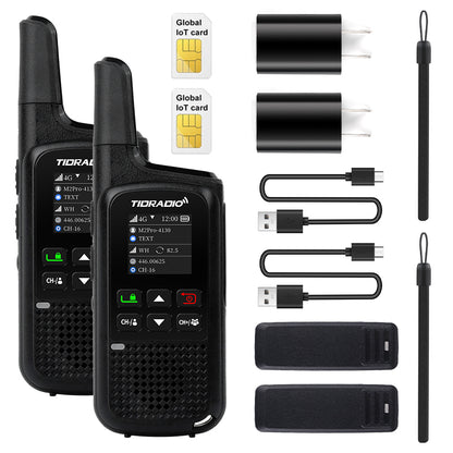 TIDRADIO TD-M2 PRO Global Walkie Talkie Long Range 4G Cellular Network PoC Radios + FRS, Dual-Mode-Standby-PTT SIM Card Included