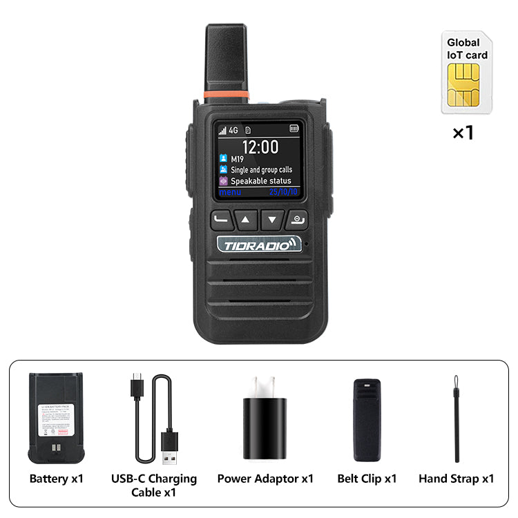 TIDRADIO TD G19 4G LTE PoC Radio Unlimited Range Walkie Talkie with Bluetooth and SIM Card