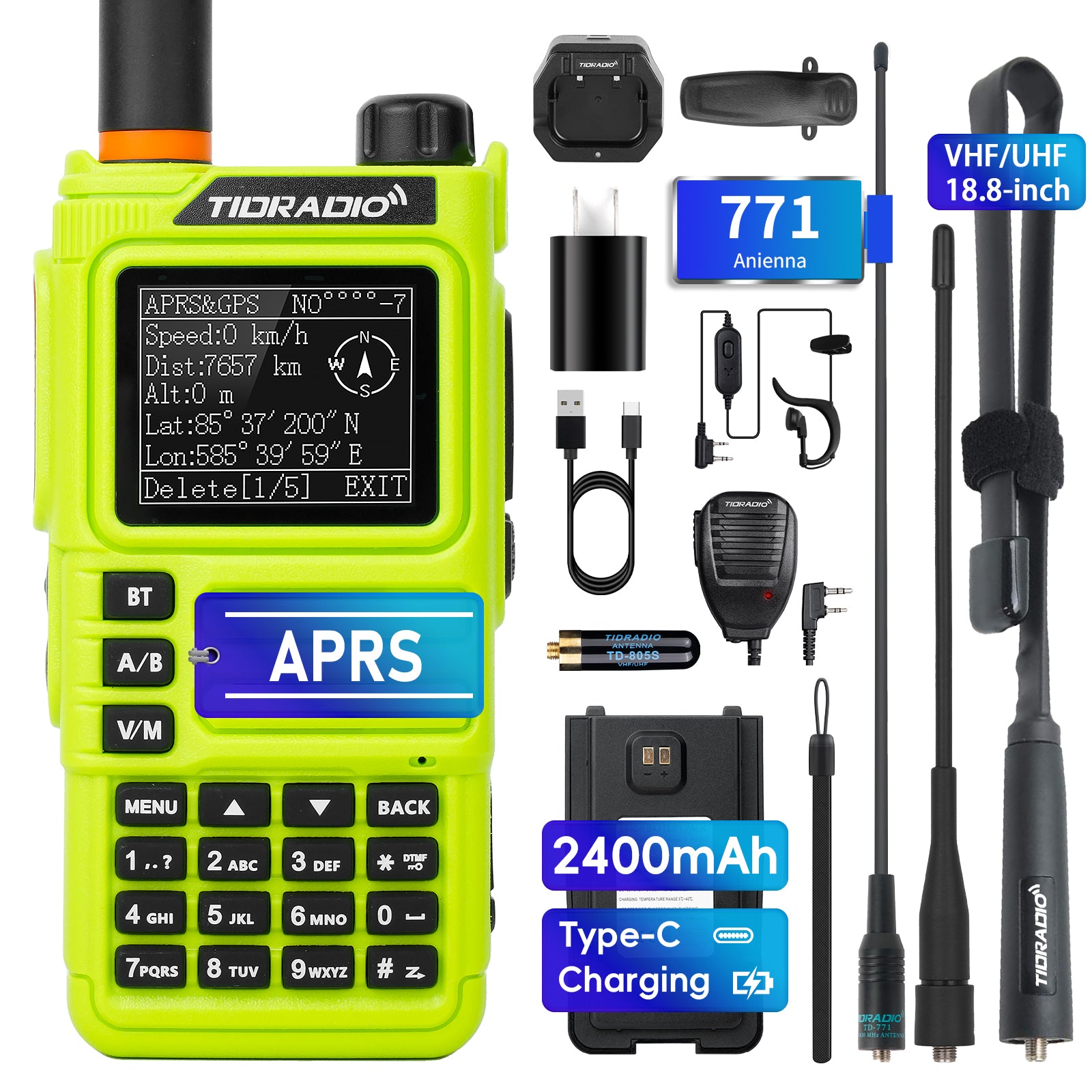 TIDRADIO TD H9 Walkie Talkie  Ham GRMS Unlocked 10W UHF VHF APRS GPS Spectrum Analyzer 128MB Memory SMS Texting Bluetooth Long Range Programmable