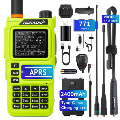 TIDRADIO TD H9 Walkie Talkie  Ham GRMS Unlocked 10W UHF VHF APRS GPS Spectrum Analyzer 128MB Memory SMS Texting Bluetooth Long Range Programmable