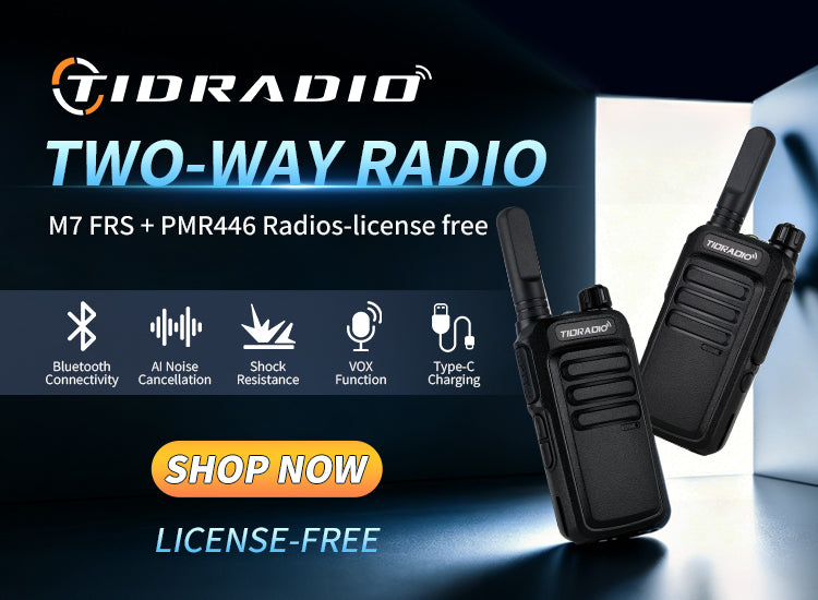 TIDRADIO TD M7 FRS PMR446 Two Way Radio Bluetooth AI Noise Cancellation VOX USB C Charging 2500mAh Battery Rugged Design Clear Communication