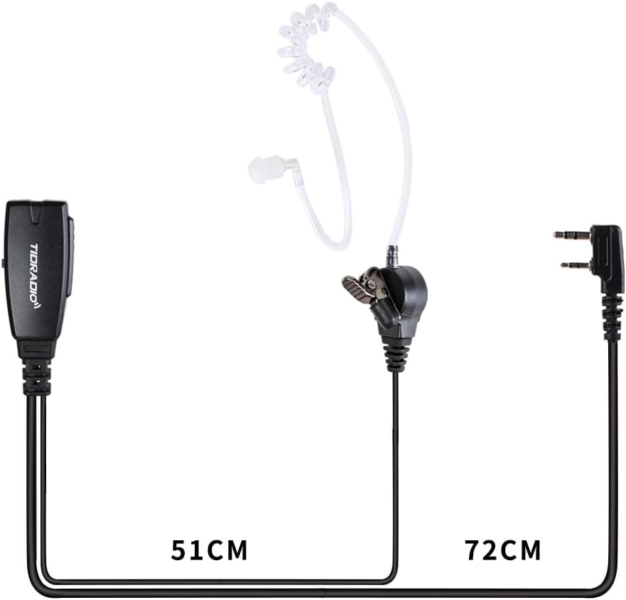 TIDRADIO Walkie Talkie Earpiece with Mic (Includes Earmolds and Ear Buds) 2 Pin Acoustic Tube Headset TD-M8s TD-V2 Retevis H-777 RT21 RT22 RT68 Baofeng UV-5R BF-888S 2 Way Radio
