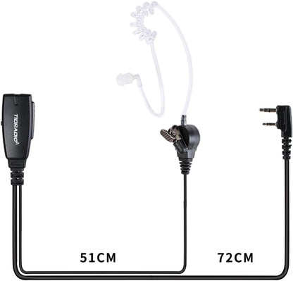 TIDRADIO Walkie Talkie Earpiece with Mic (Includes Earmolds and Ear Buds) 2 Pin Acoustic Tube Headset TD-M8s TD-V2 Retevis H-777 RT21 RT22 RT68 Baofeng UV-5R BF-888S 2 Way Radio
