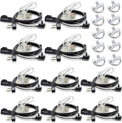 TIDRADIO Walkie Talkie Earpiece with Mic (Includes Earmolds and Ear Buds) 2 Pin Acoustic Tube Headset TD-M8s TD-V2 Retevis H-777 RT21 RT22 RT68 Baofeng UV-5R BF-888S 2 Way Radio