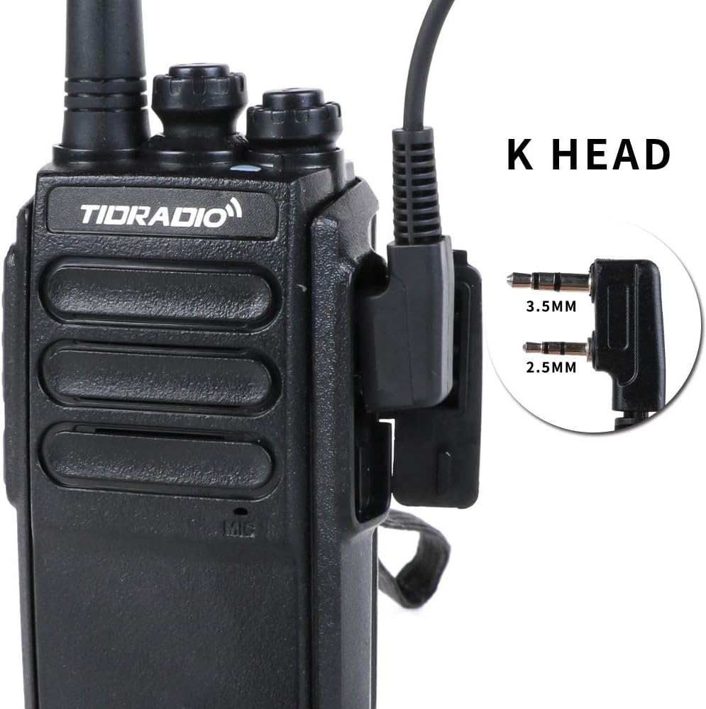 TIDRADIO Walkie Talkie Earpiece with Mic (Includes Earmolds and Ear Buds) 2 Pin Acoustic Tube Headset TD-M8s TD-V2 Retevis H-777 RT21 RT22 RT68 Baofeng UV-5R BF-888S 2 Way Radio