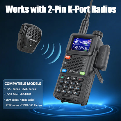 TIDRADIO Wireless Speaker Mic with Programmer Adapter,for 2-Pin K-Port GMRS/Ham Radio TD-H9 H3 Plus Baofeng UV-5R Mini 5RM GM-15PRO UV-32 888S RT22 Walkie Talkies Accessories,Zello APP,USB-C Charging
