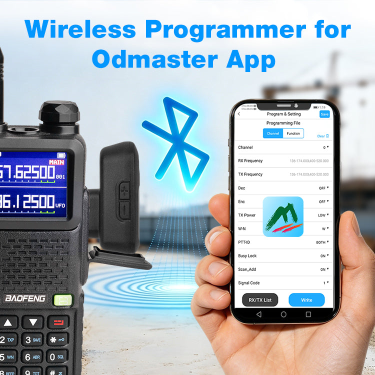 TIDRADIO Wireless Speaker Microphone with Programmer Adapter 2 Pin K Port for GMRS Ham Radio TD H9 H3 Plus Baofeng UV 5R Mini 5RM GM 15PRO UV 32 888S RT22 Walkie Talkie Zello APP USB C Charging Accessory