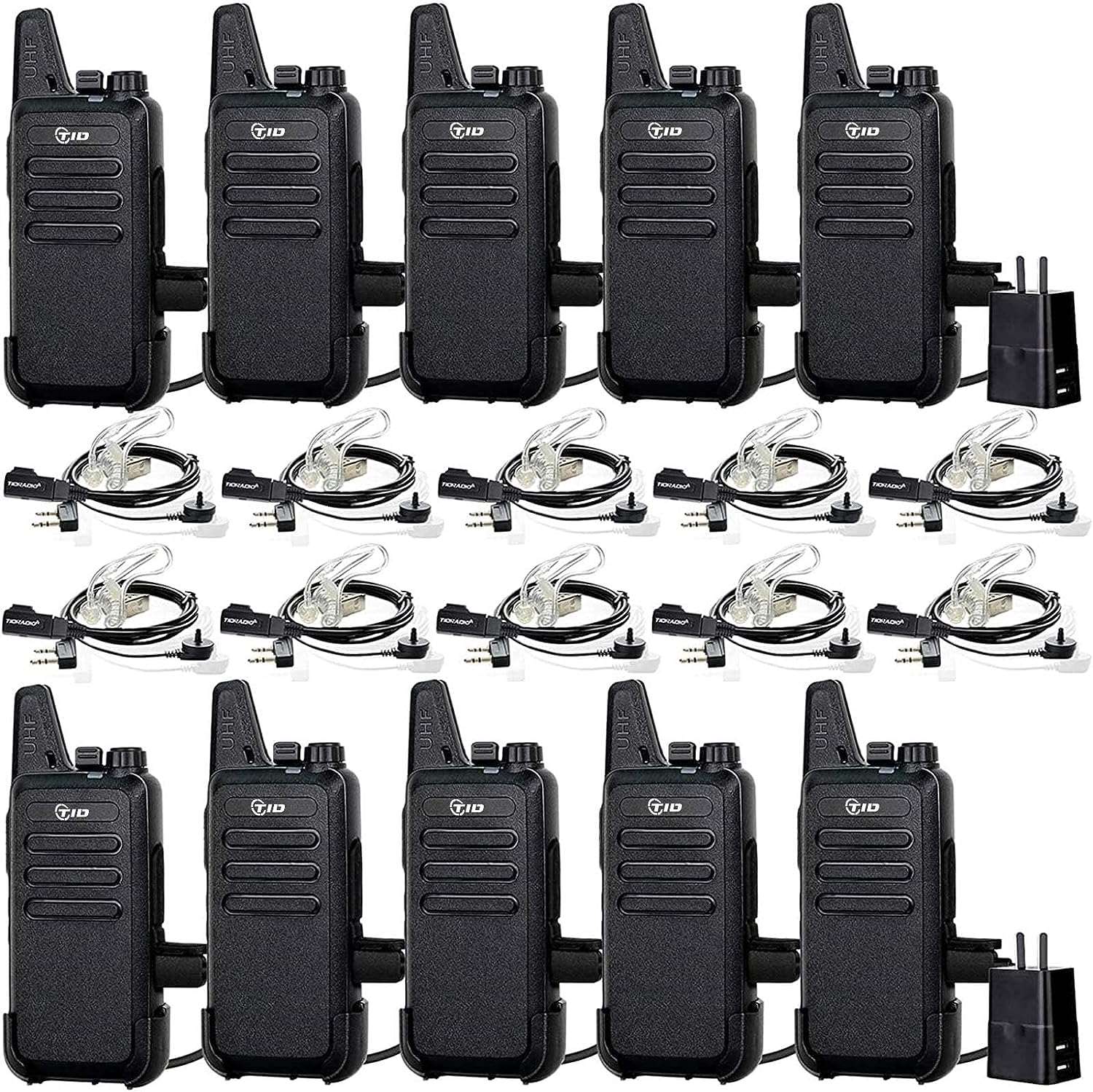 TIDRADIO td-m8s M8s Rechargeable VOX License-Free FRS Family Two-Way Radio Walkie Talkies for Home, Office, School and Business – License Free PMR446 General Mobile Radio Service Personal Communication Portable Handheld Radios with Earpiece, Wireless Ear Microphone, Business Dispatch, Hospitality, Security, Construction, Event Management, Retail, Restaurant, Hotel, Church, Warehouse, Campus, Outdoor Camping, Hiking, Hunting, Marine Boat, Vehicle, Tourism, Golf, Ski Resort, Theme Park, Emergency Response, Pu