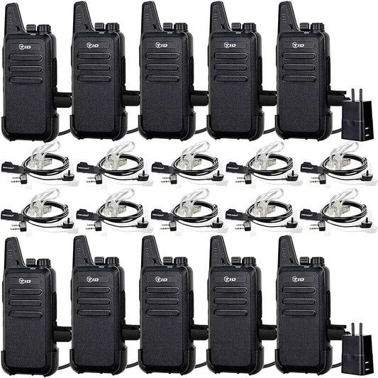 TIDRADIO td-m8s M8s Rechargeable VOX License-Free FRS Family Two-Way Radio Walkie Talkies for Home, Office, School and Business – License Free PMR446 General Mobile Radio Service Personal Communication Portable Handheld Radios with Earpiece, Wireless Ear Microphone, Business Dispatch, Hospitality, Security, Construction, Event Management, Retail, Restaurant, Hotel, Church, Warehouse, Campus, Outdoor Camping, Hiking, Hunting, Marine Boat, Vehicle, Tourism, Golf, Ski Resort, Theme Park, Emergency Response, Pu