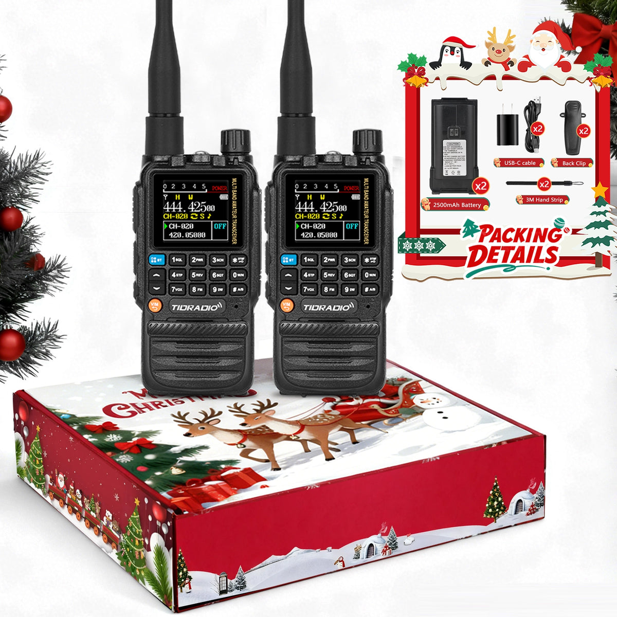 TIDRADIO two way radio Christmas gift box for TD-H3 UHF VHF AM FM NOAA WALKIE TALKIES
