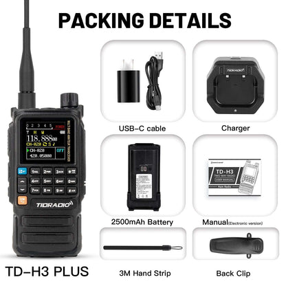 New Upgraded TIDRADIO H3 Plus Ham GMRS Unlocked Global Repeater Bluetooth Answerphone Air Band Long Range Wireless Programming AM airband  Wireless  Portable Radio with Upgradable firmware
