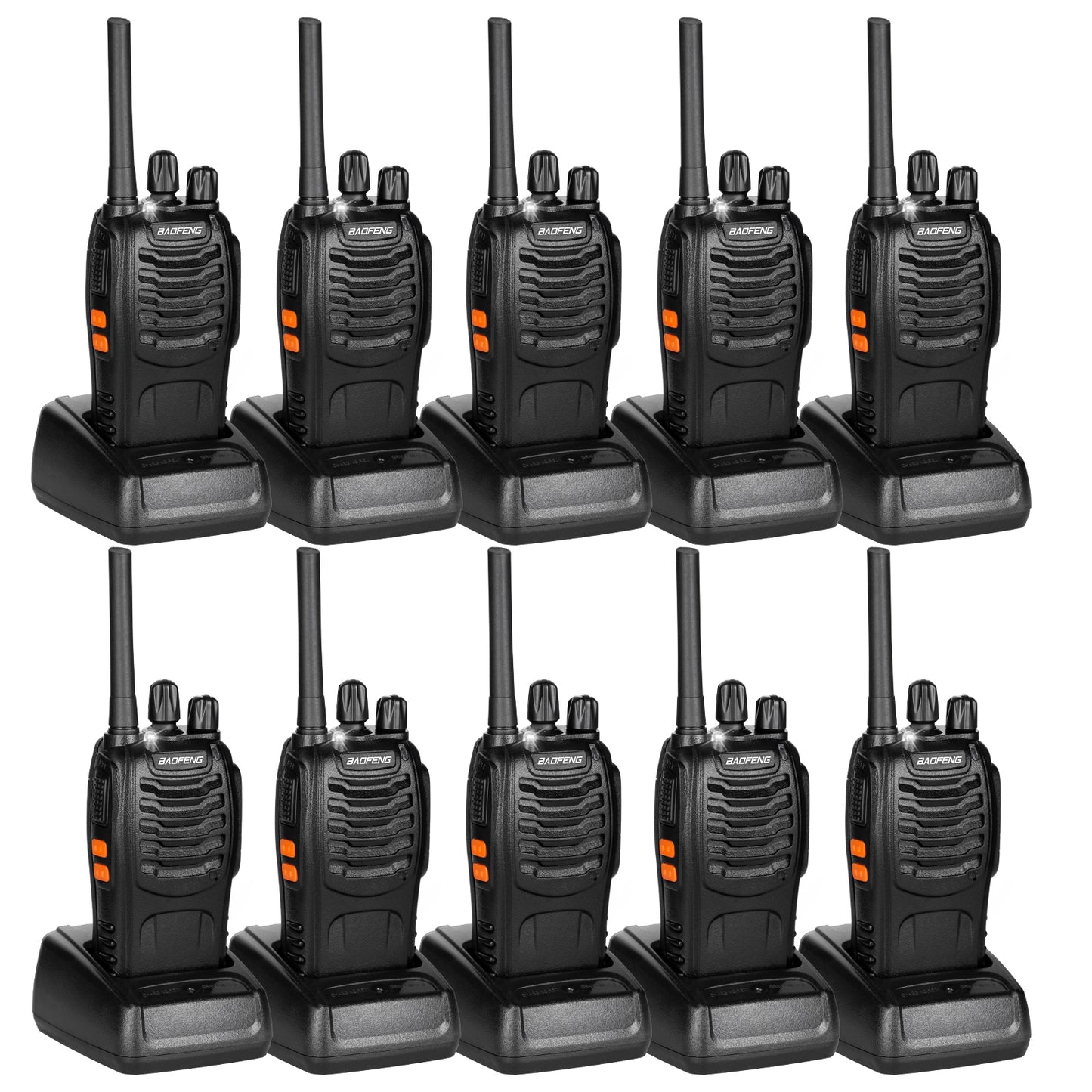 Tidradio TD-V2  2 Way Radios Walkie Talkies Long Range Hand Free with Flashilght Rechargeable for Business or Family 10 Pack