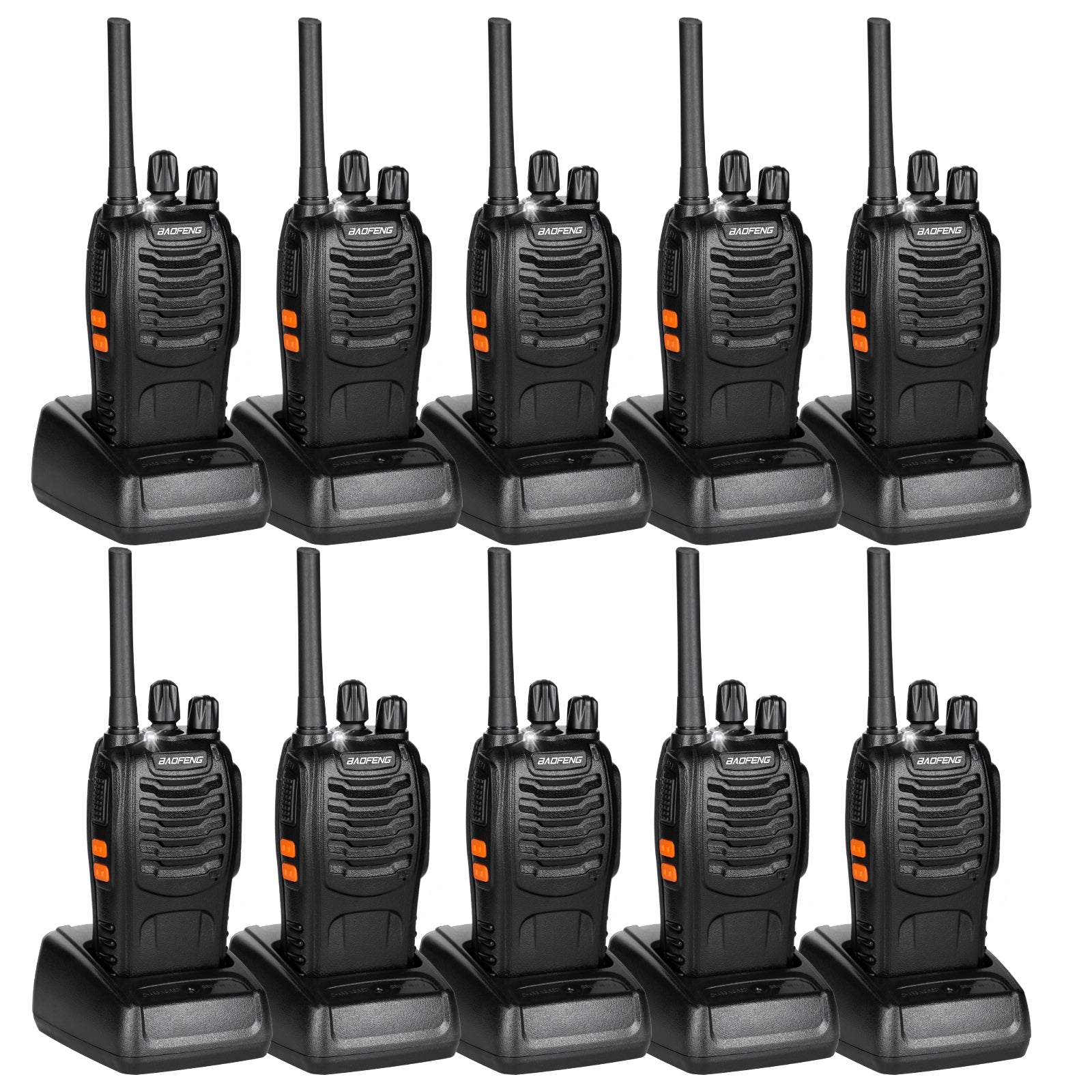 Tidradio TD-V2  2 Way Radios Walkie Talkies Long Range Hand Free with Flashilght Rechargeable for Business or Family 10 Pack