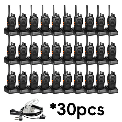 Tidradio TD-V2 (30 Packs) 2 Way Radios Walkie Talkies Long Range Hand Free with Flashilght Rechargeable for Business or Family 
