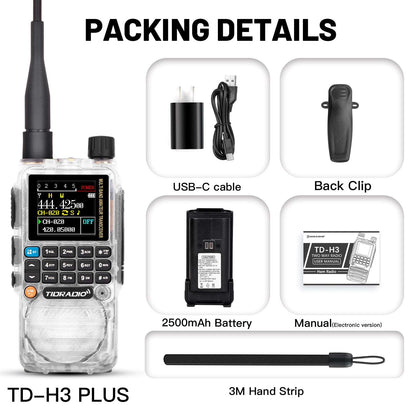 Upgraded TIDRADIO H3 Plus Ham GMRS Unlocked Global Repeater Bluetooth Answerphone Air Band Long Range Wireless Programming AM airband  Wireless  Portable Radio with Upgradable firmware