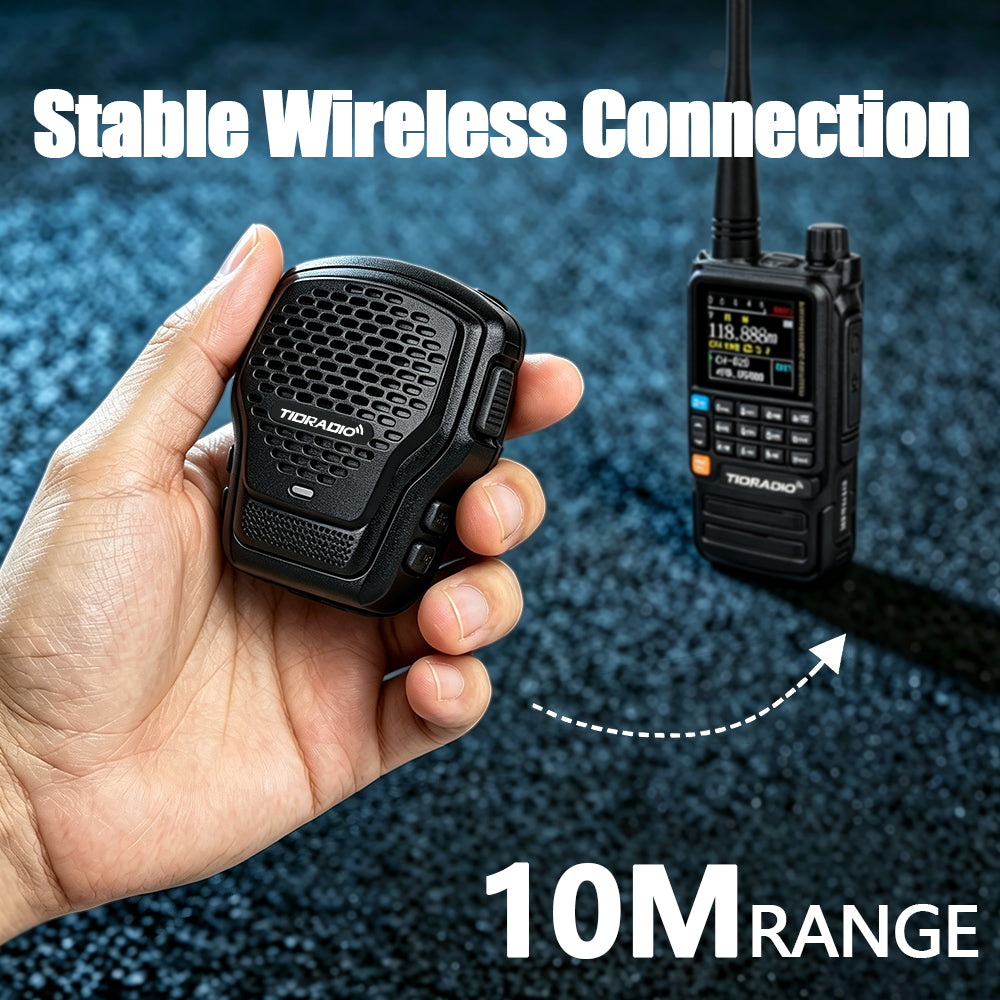 TIDRADIO Wireless Speaker Mic with Programmer Adapter,for 2-Pin K-Port GMRS/Ham Radio TD-H9 H3 Plus Baofeng UV-5R Mini 5RM GM-15PRO UV-32 888S RT22 Walkie Talkies Accessories,Zello APP,USB-C Charging

