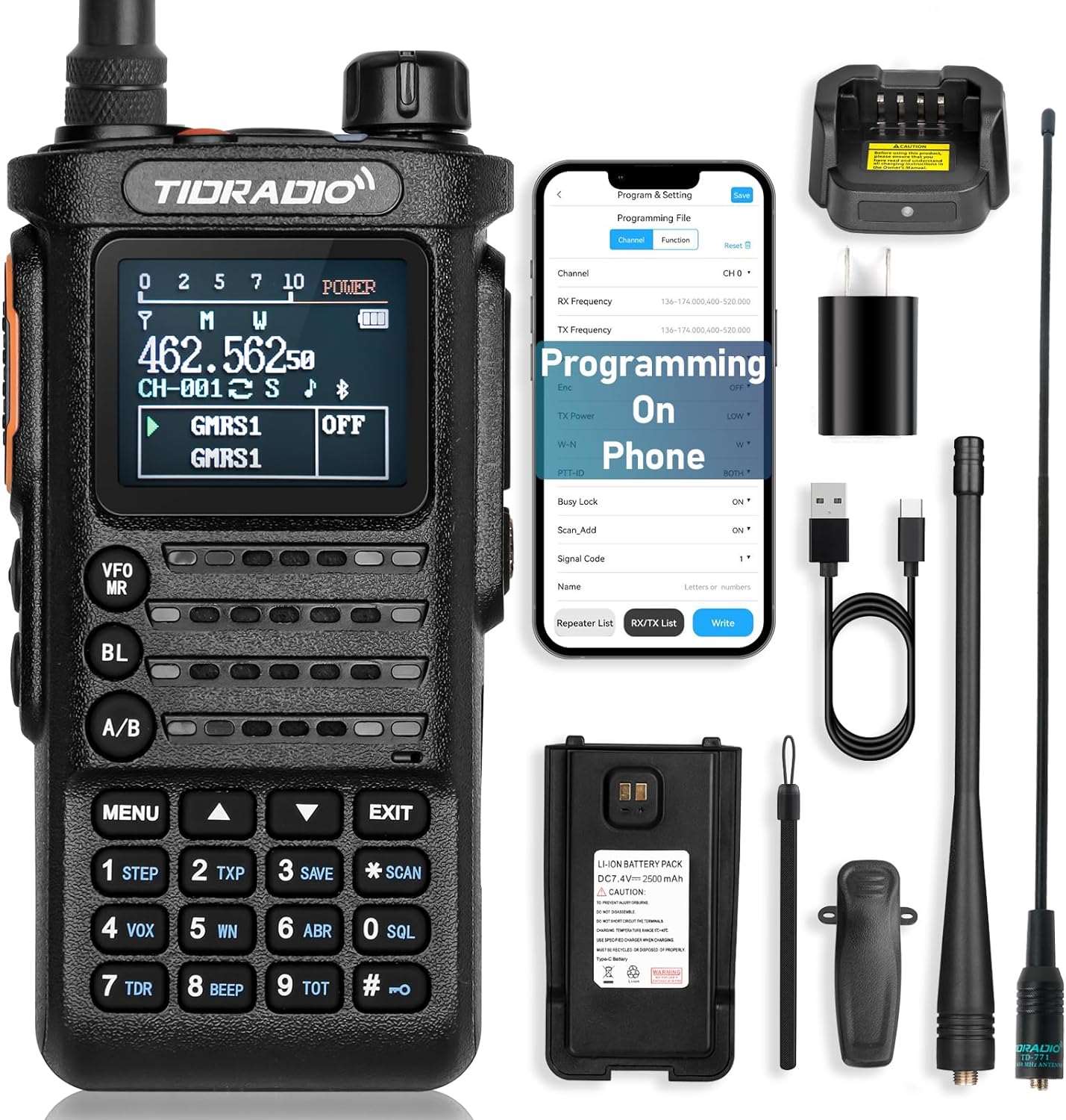 (2nd Gen)TIDRADIO H8 GMRS Radio with Bluetooth Programming Repeater Capable Long Range Radios